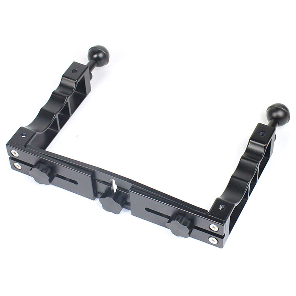 KF22567 For GoPro Xiaoyi Yi CNC Aluminum Alloy Dual Handle Bracket Adjustable Stand for Fill Light Diving Equipment