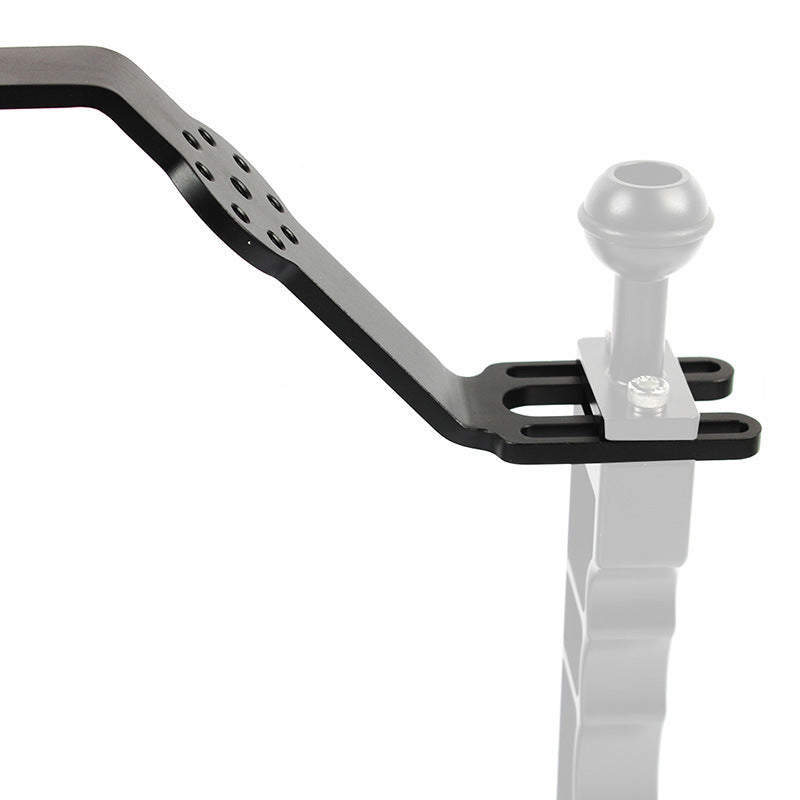 F28606-7 Diving Handle Tray Grip Bracket Dual Handheld Expansion Mount for Sports Action Cameras Housing Case Underwater Photography - Black