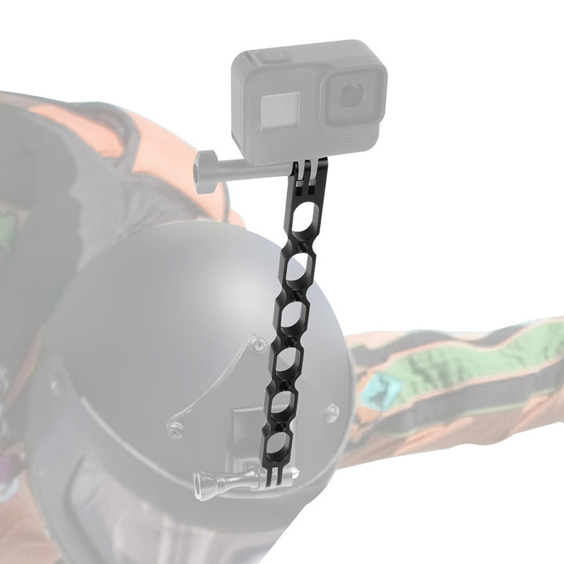 KF43175 For GoPro 10/9 / Insta360 One X Action Camera Aluminum Alloy Hollow Out Extension Arm Cycling Helmet Holder, Length 160mm - Black