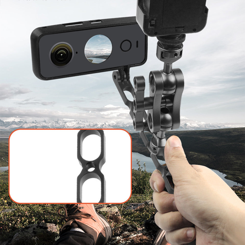 KF43175 For GoPro 10/9 / Insta360 One X Action Camera Aluminum Alloy Hollow Out Extension Arm Cycling Helmet Holder, Length 160mm - Black