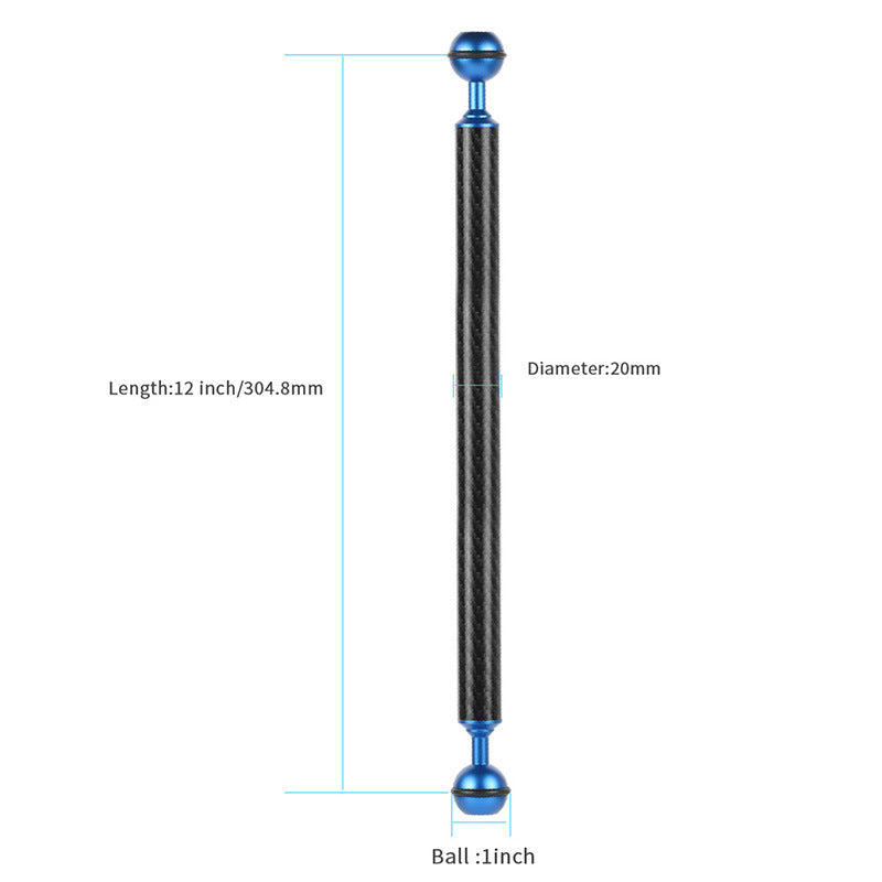KF33 12-inch 20mm Carbon Fiber Underwater Float Buoyancy Extension Arm for Camera Diving Tray Video Light - Blue