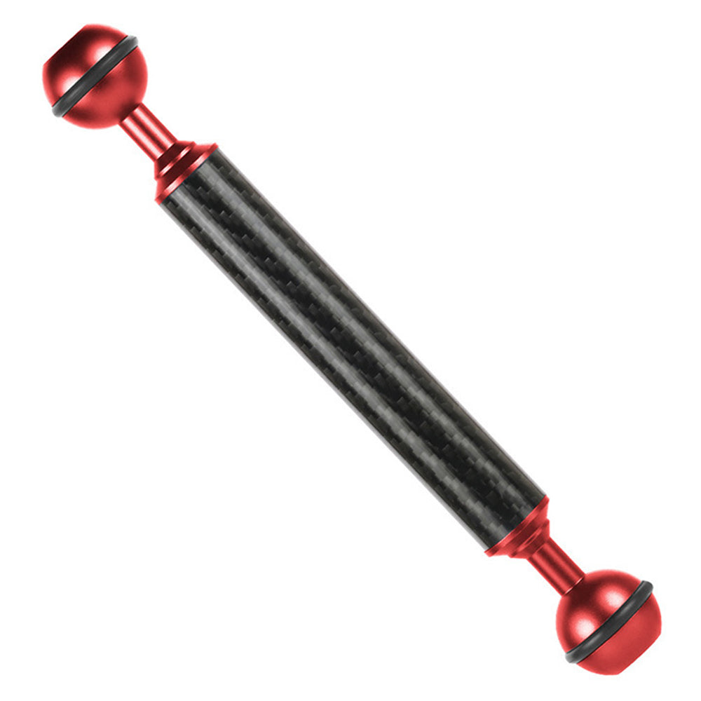 KF33 8-inch 20mm Carbon Fiber Dual Ball Head Float Buoyancy Arm Camera Diving Tray Connect Arm Underwater Photography Accessory - Red
