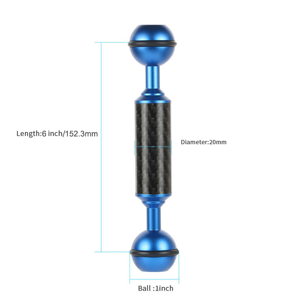 KF33 6-inch 20mm Carbon Fiber Dual Ball Head Float Buoyancy Arm Camera Underwater Photography Fill Light Extension Arm - Blue