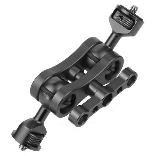 KF30324 360 Degree Rotation Universal Magic Arm 1/4&quot; Screw Thread Double Ballhead Adapter - Black