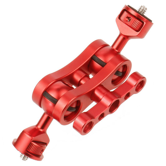 KF30324 360 Degree Rotation Universal Magic Arm 1/4&quot; Screw Thread Double Ballhead Adapter - Red