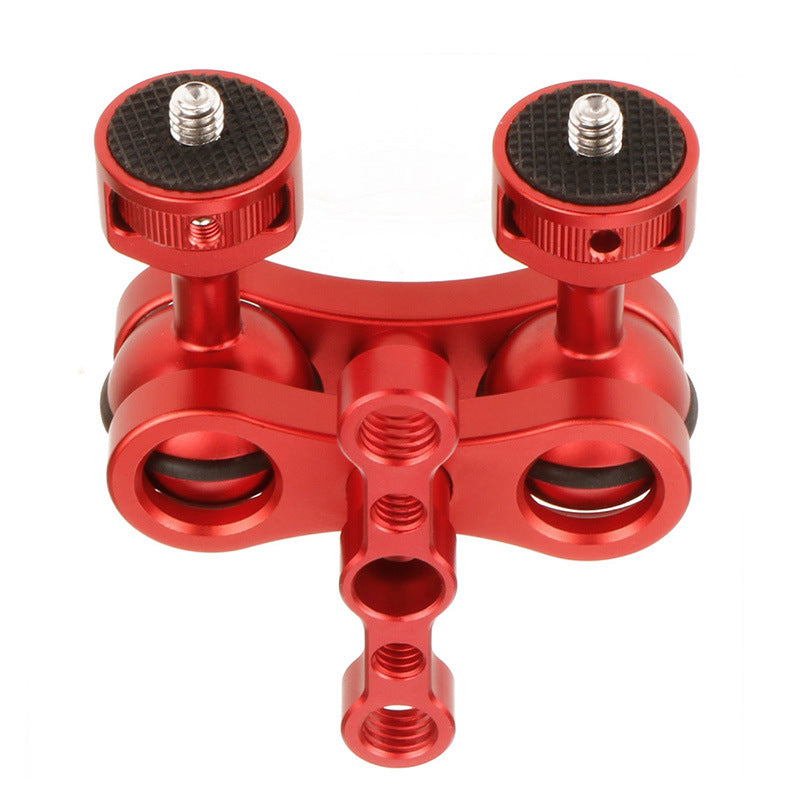 KF30324 360 Degree Rotation Universal Magic Arm 1/4&quot; Screw Thread Double Ballhead Adapter - Red