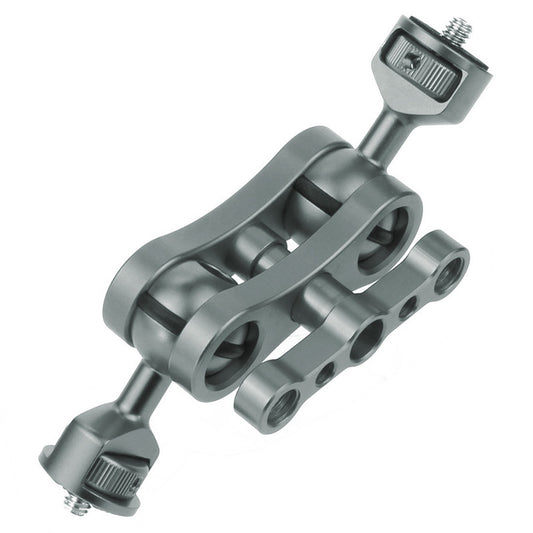 KF30324 360 Degree Rotation Universal Magic Arm 1/4&quot; Screw Thread Double Ballhead Adapter - Titanium Grey