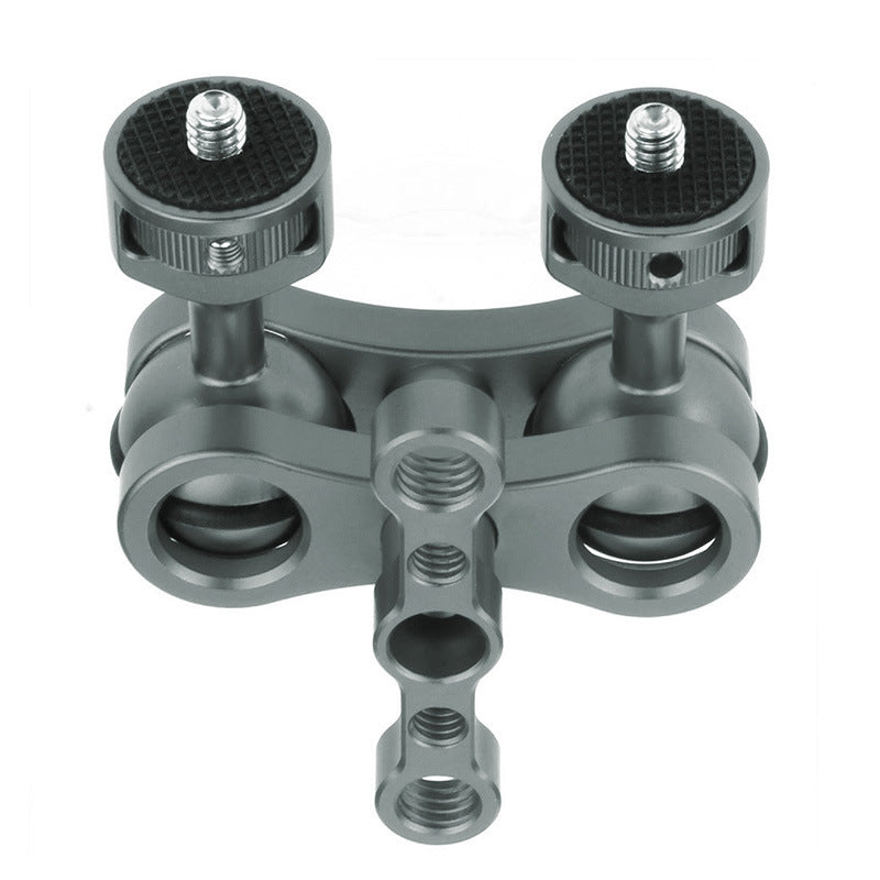 KF30324 360 Degree Rotation Universal Magic Arm 1/4&quot; Screw Thread Double Ballhead Adapter - Titanium Grey