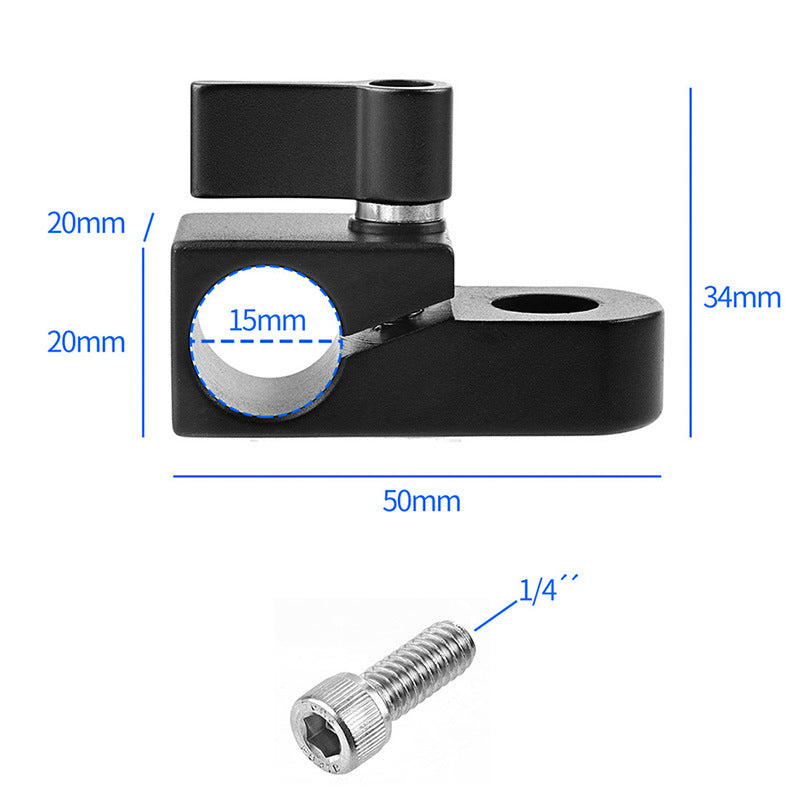 F42850 Single Hole 15mm Rail Clamp Mount Rod Holder Camera Rig Rod Extension System Accessories - Blue