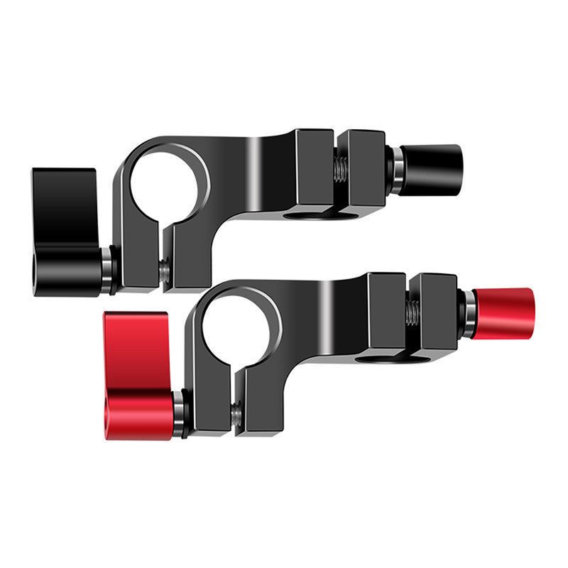 F43555 90 Degrees 15mm Dual Hole Tube Clip Rod Clamp Adapter DSLR Camera Photography Accessories - Black