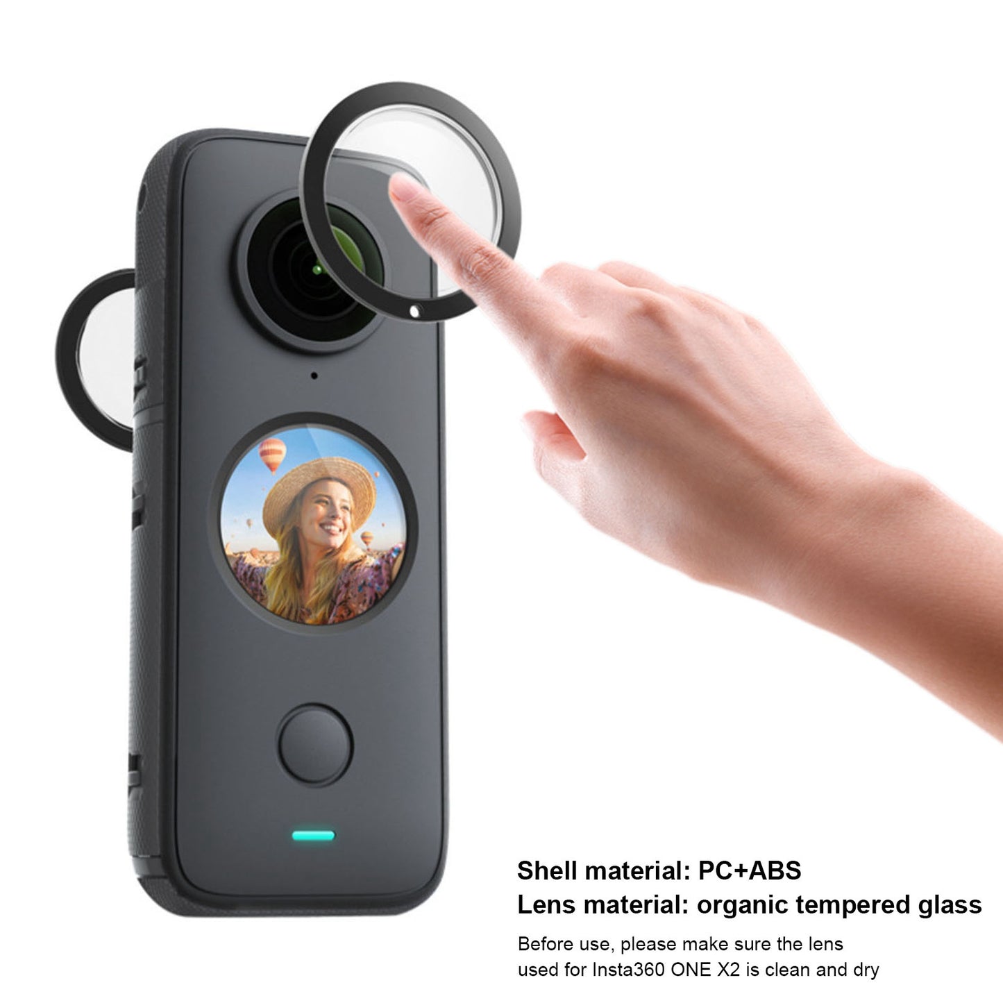 Uniqkart for Insta360 One X2 Splash-proof Front + Rear Camera Lens Guard Protective Film Cover