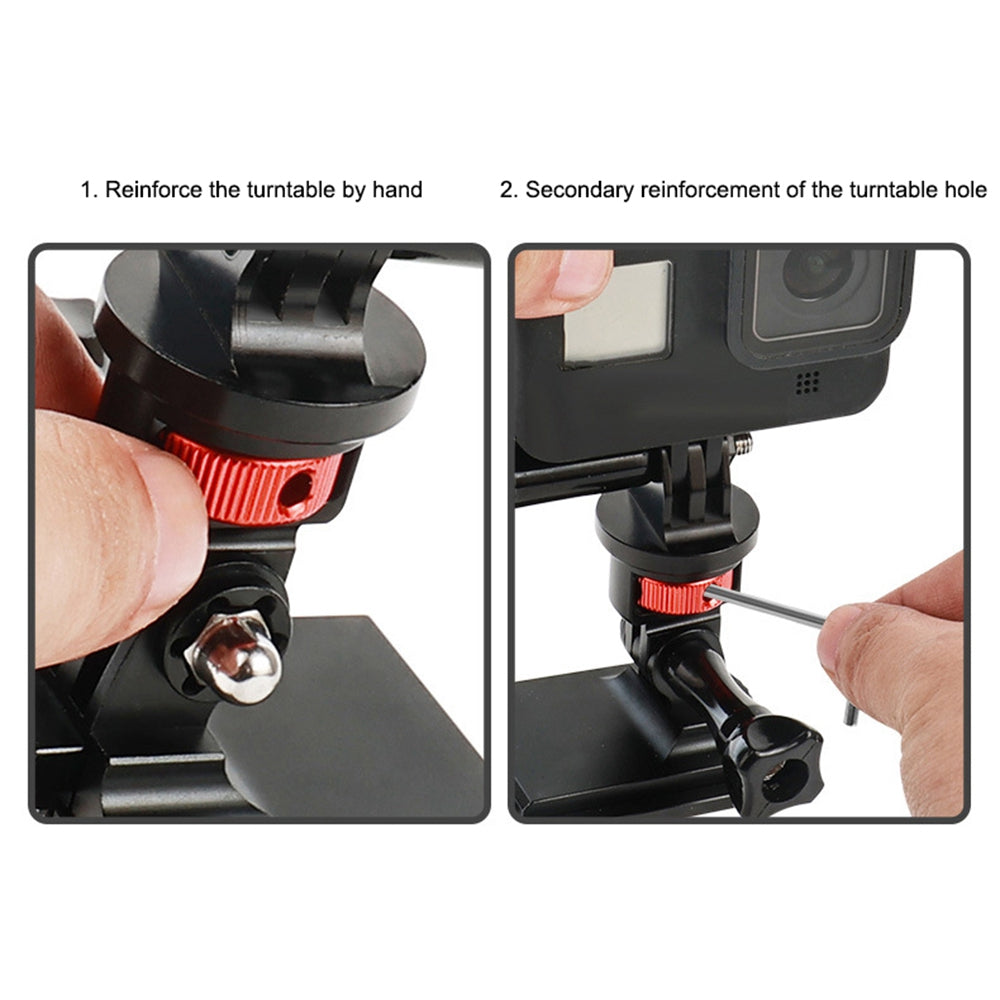SS45181-A1 Aluminum Alloy 1/4 inch Screw Tripod Adapter for Insta360 Gopro DJI, 360 Degree Rotating Mount Holder - Black / Red