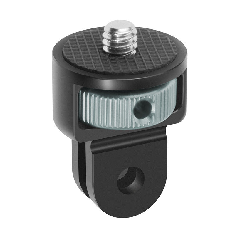 SS45181-A1 Aluminum Alloy 1/4 inch Screw Tripod Adapter for Insta360 Gopro DJI, 360 Degree Rotating Mount Holder - Black / Titanium