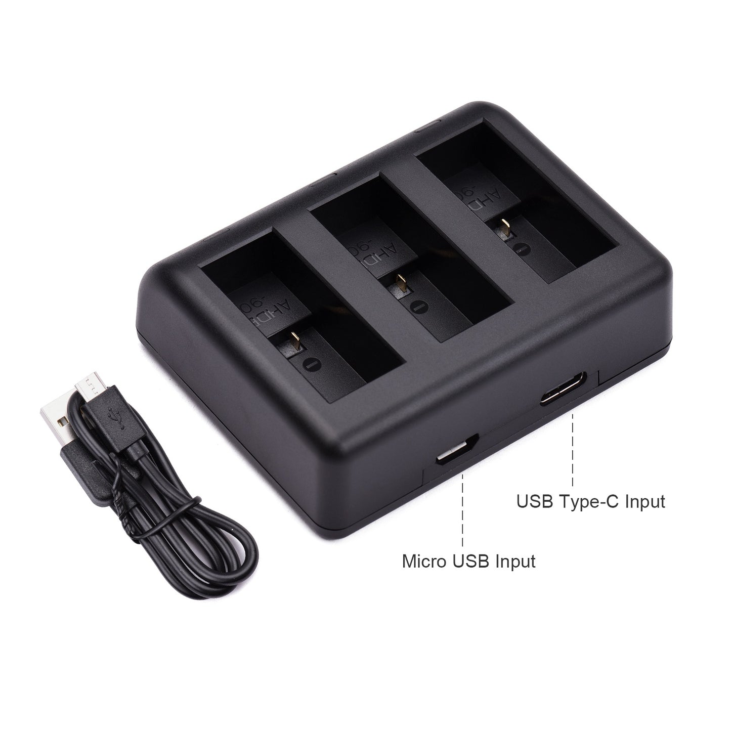 FB AHDBT-901 DC Triple Charger for GoPro Hero 9 Battery Charger 3-Slot Charging Base