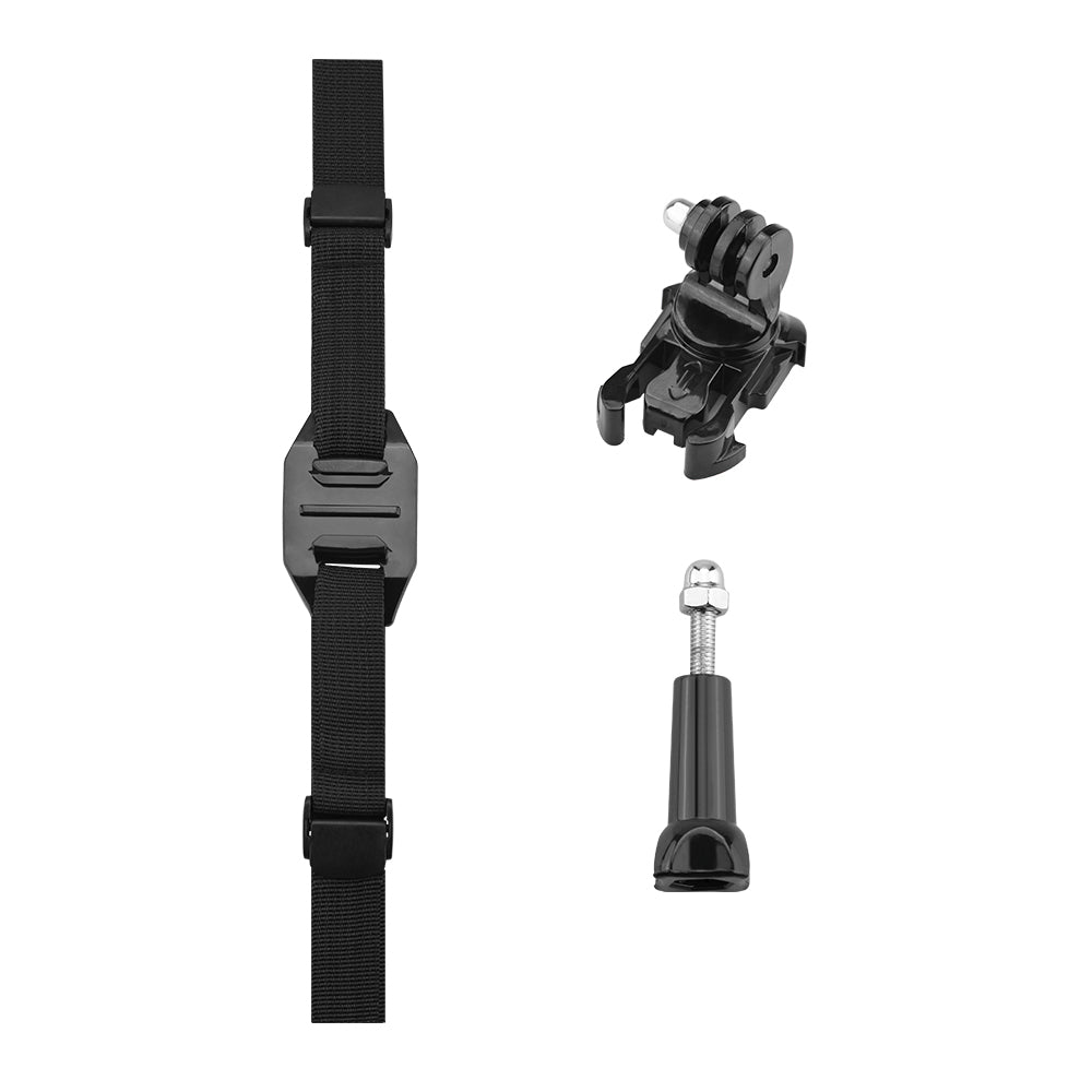 DJI-9025 Bicycle Helmet Strap Adjustable Headband Mounting Adapter with Long Screw for GoPro 10 / 9 / 8 / 7 / 6 / 5 / Osmo Action / Insta360 ONE R