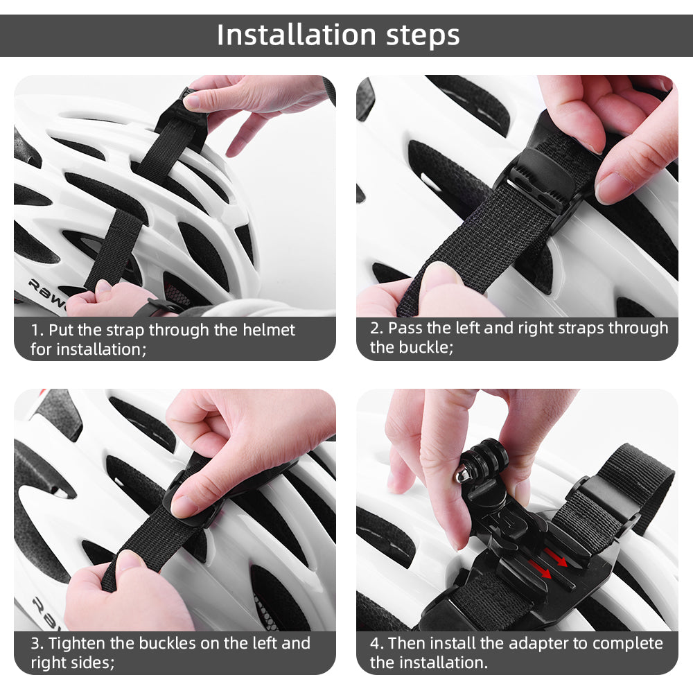 DJI-9025 Bicycle Helmet Strap Adjustable Headband Mounting Adapter with Long Screw for GoPro 10 / 9 / 8 / 7 / 6 / 5 / Osmo Action / Insta360 ONE R