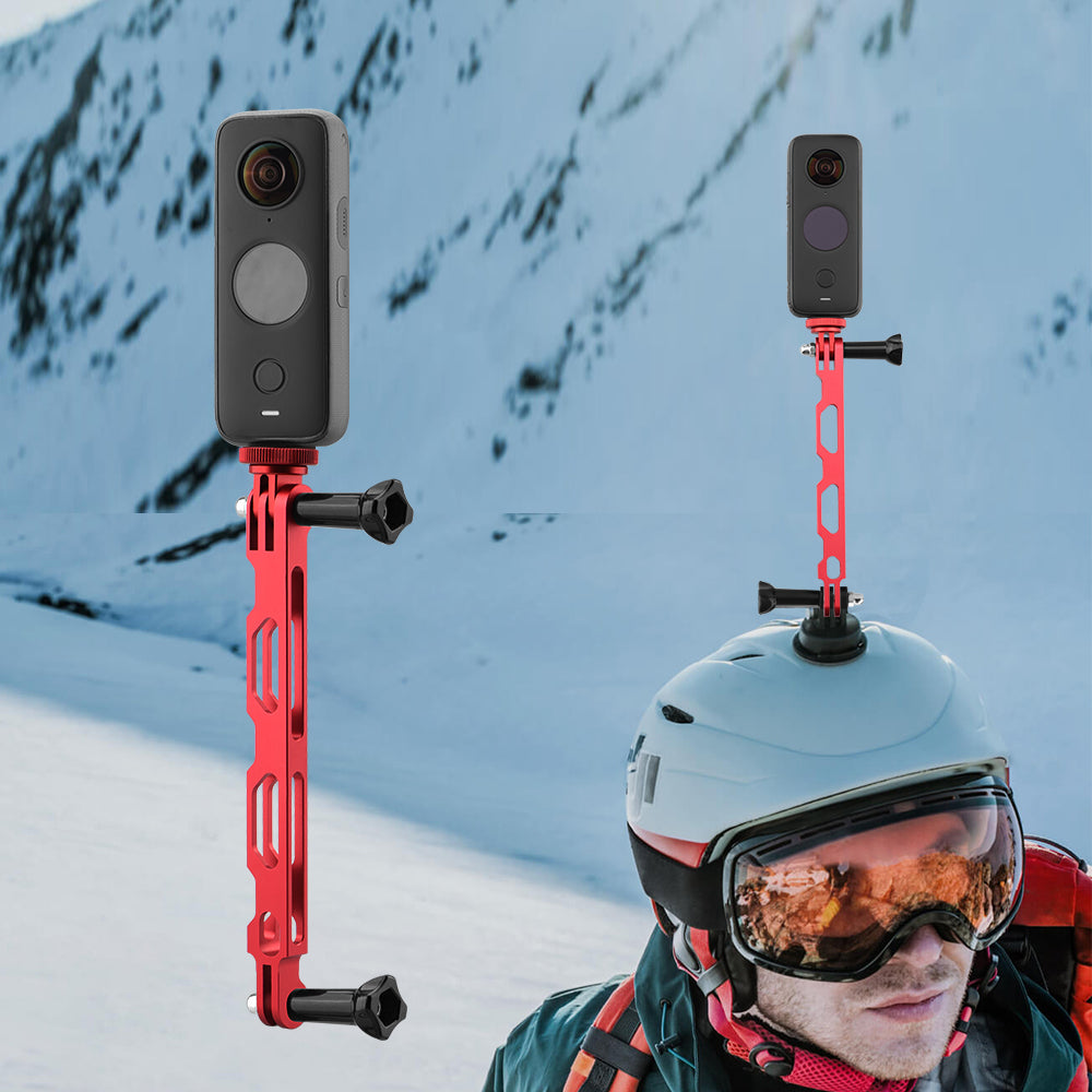 BRDRC DJI-7922 Aluminum Alloy Helmet Extension Arm Bracket Adapter Converter Long Screw Set for Insta360 ONE X2 / X Panoramic Camera - Black
