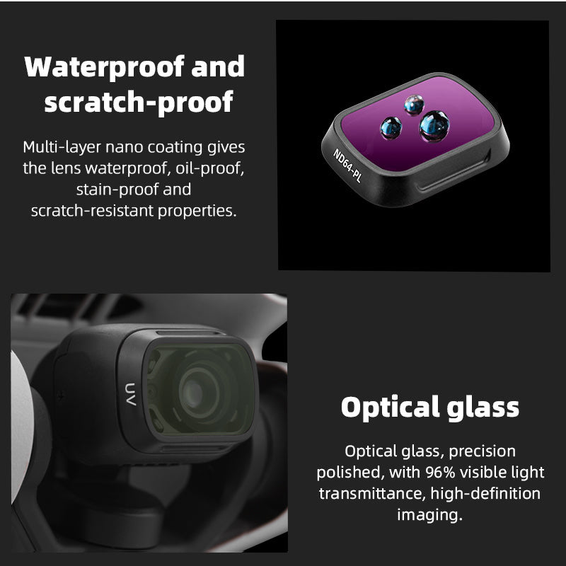 BRDRC For DJI Mini 3 Pro UV / CPL / ND Filter Plastic+Optical Glass Drone Camera Lens Filter - ND32-PL