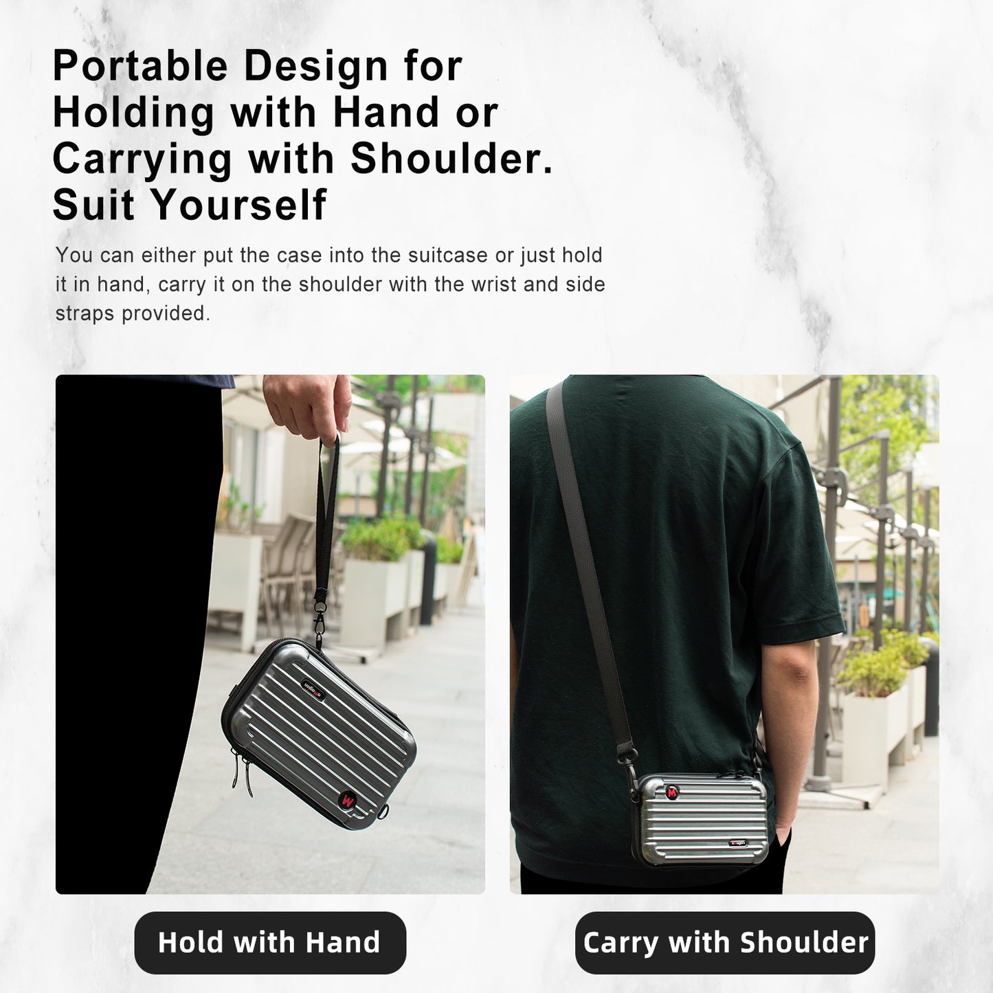 Uniqkart Storage Case for Insta360 GO 3 Action Camera Hard PC Shell with Detachable Inner Tray, Size S - Dark Grey