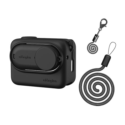 Uniqkart For Insta360 GO 3 Silicone Anti-drop Case Camera Protective Cover - Black