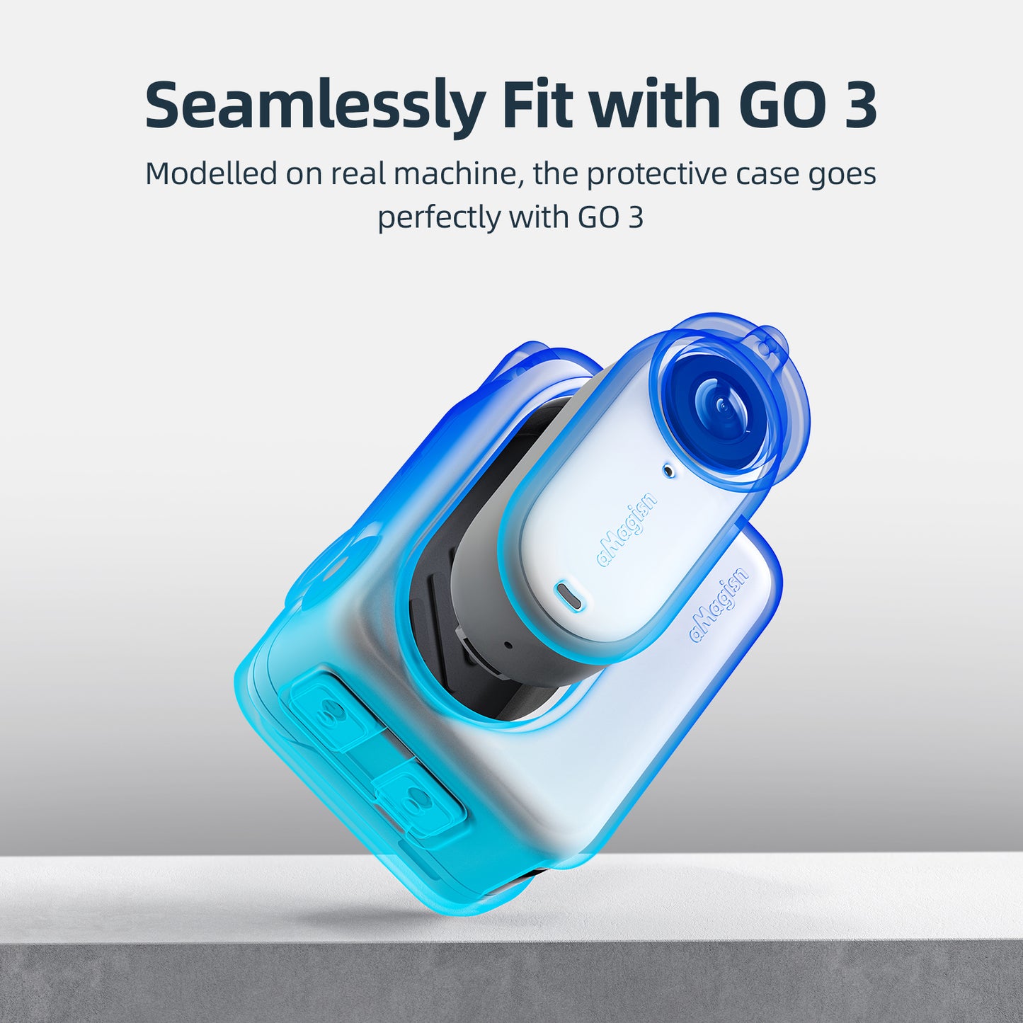 Uniqkart For Insta360 GO 3 Silicone Anti-drop Case Camera Protective Cover - Blue