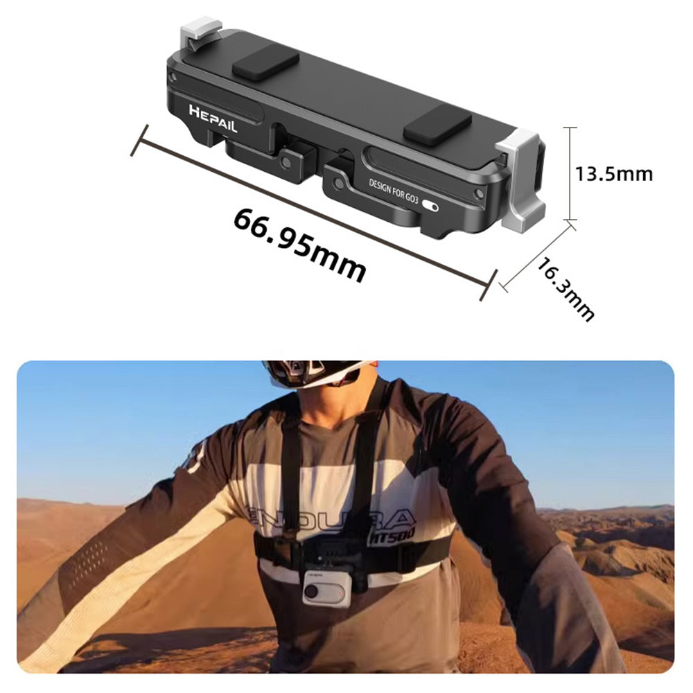 HEPAIL For Insta360 GO 3 Camera Magnetic Quick Release Base Aluminum Alloy Tripod Mount Adapter