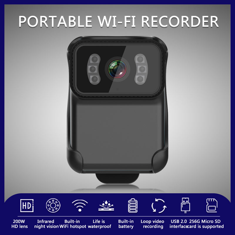 CS02 Portable 1080P Waterproof Full HD WiFi Camera DV Action Camera Law Enforcement Night Vision Video Recorder - Black/Blue