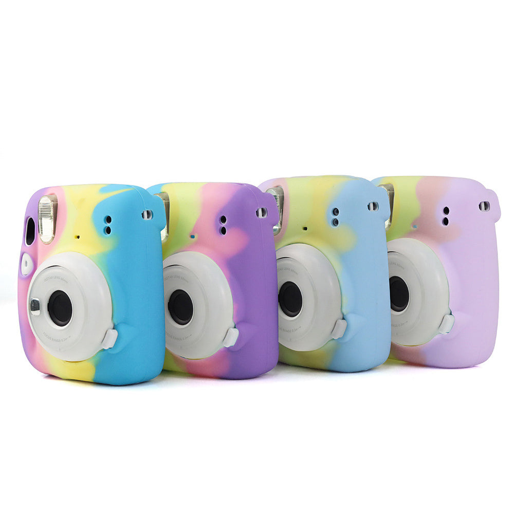 for Fujifilm Instax Mini 11 Instant Camera Colorful Silicone Protective Case Cover - Dark Blue/Yellow/Pink/Purple
