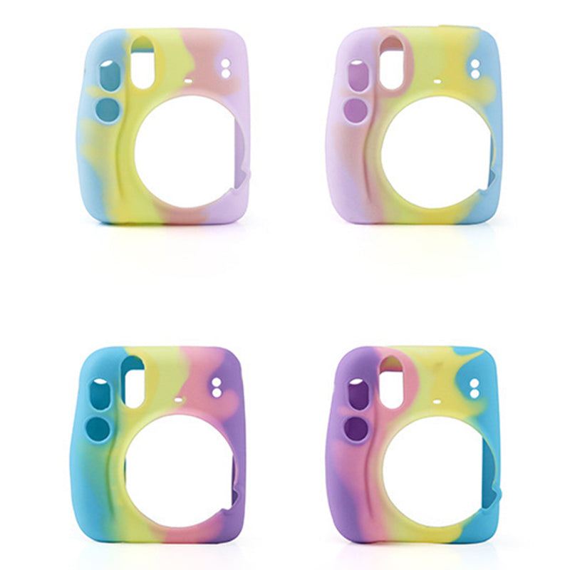 for Fujifilm Instax Mini 11 Instant Camera Colorful Silicone Protective Case Cover - Dark Blue/Yellow/Pink/Purple