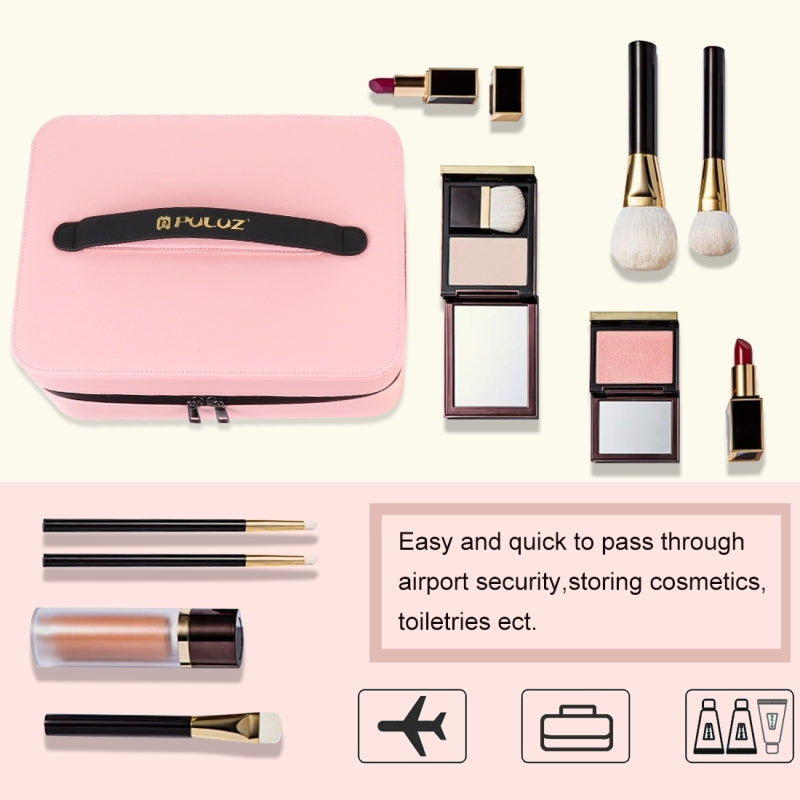 Puluz PU516 Touch Adjustable Ring Light Multifunctional Live Broadcast Makeup Mirror Cosmetic Storage Box Bag with Phone Clamp - Pink