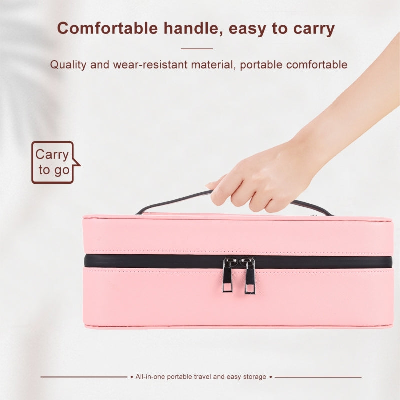 Puluz PU516 Touch Adjustable Ring Light Multifunctional Live Broadcast Makeup Mirror Cosmetic Storage Box Bag with Phone Clamp - Pink