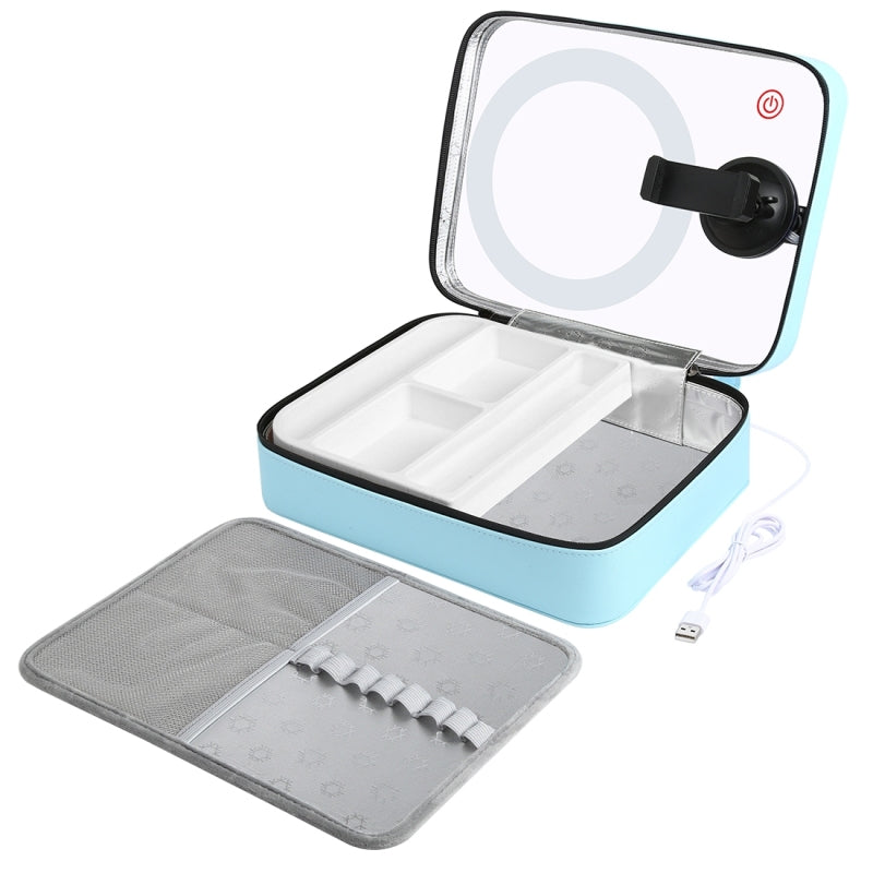 Puluz PU516 Touch Adjustable Ring Light Multifunctional Live Broadcast Makeup Mirror Cosmetic Storage Box Bag with Phone Clamp - Blue