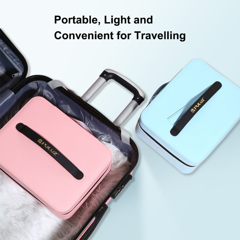 Puluz PU516 Touch Adjustable Ring Light Multifunctional Live Broadcast Makeup Mirror Cosmetic Storage Box Bag with Phone Clamp - Blue