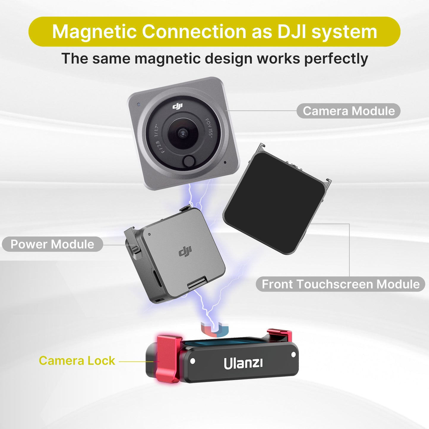 ULANZI OA-12 For DJI Action 2 Magnetic Suction 1/4inch Base Camera Mount Adapter for Shooting