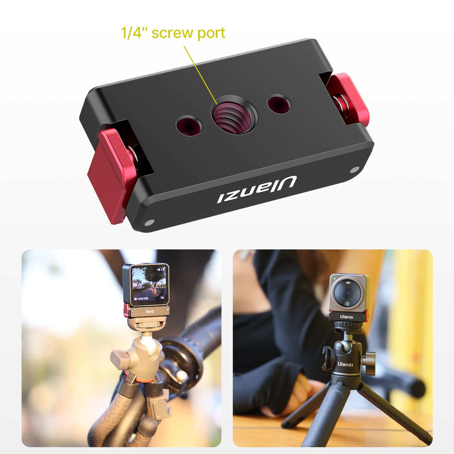 ULANZI OA-12 For DJI Action 2 Magnetic Suction 1/4inch Base Camera Mount Adapter for Shooting