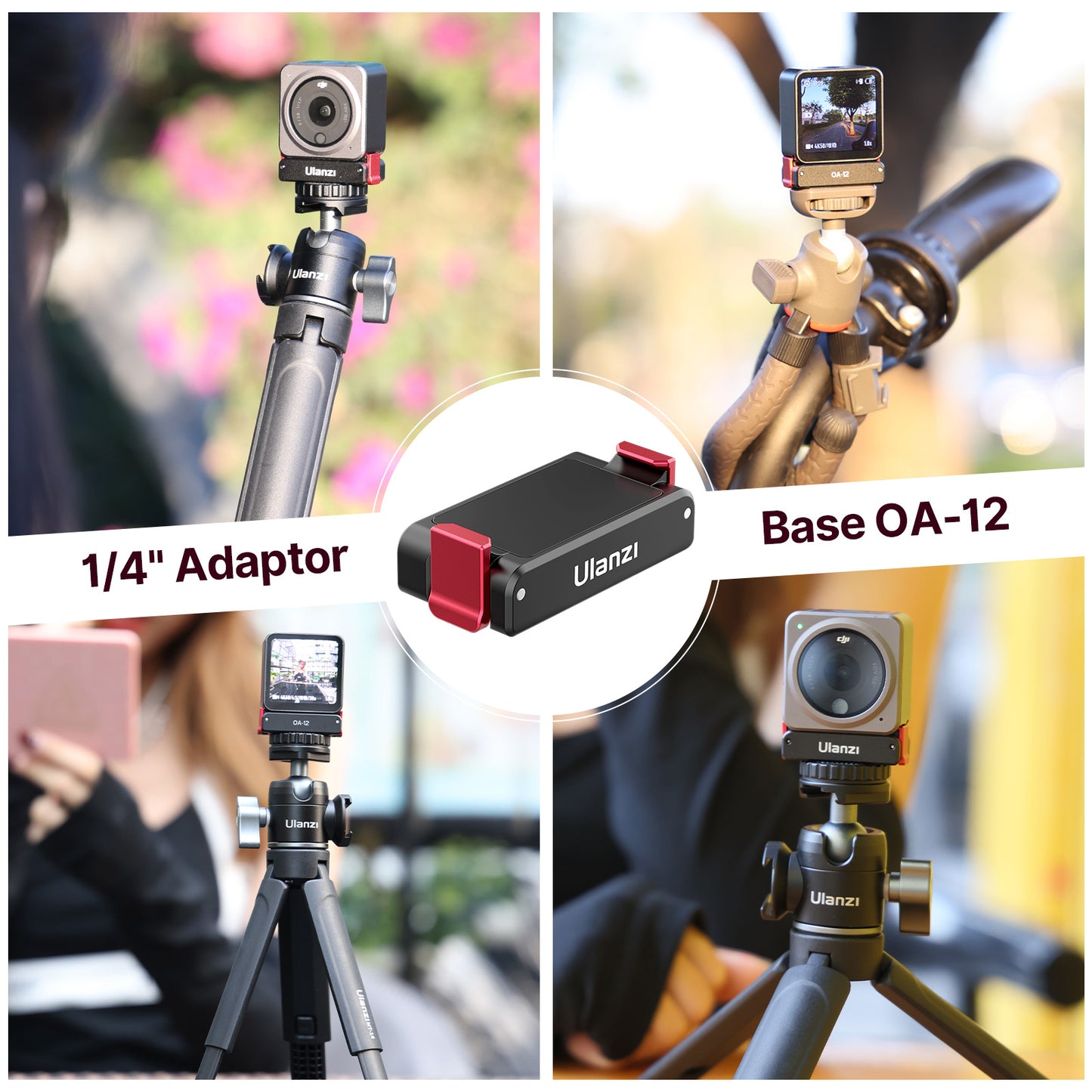 ULANZI OA-12 For DJI Action 2 Magnetic Suction 1/4inch Base Camera Mount Adapter for Shooting