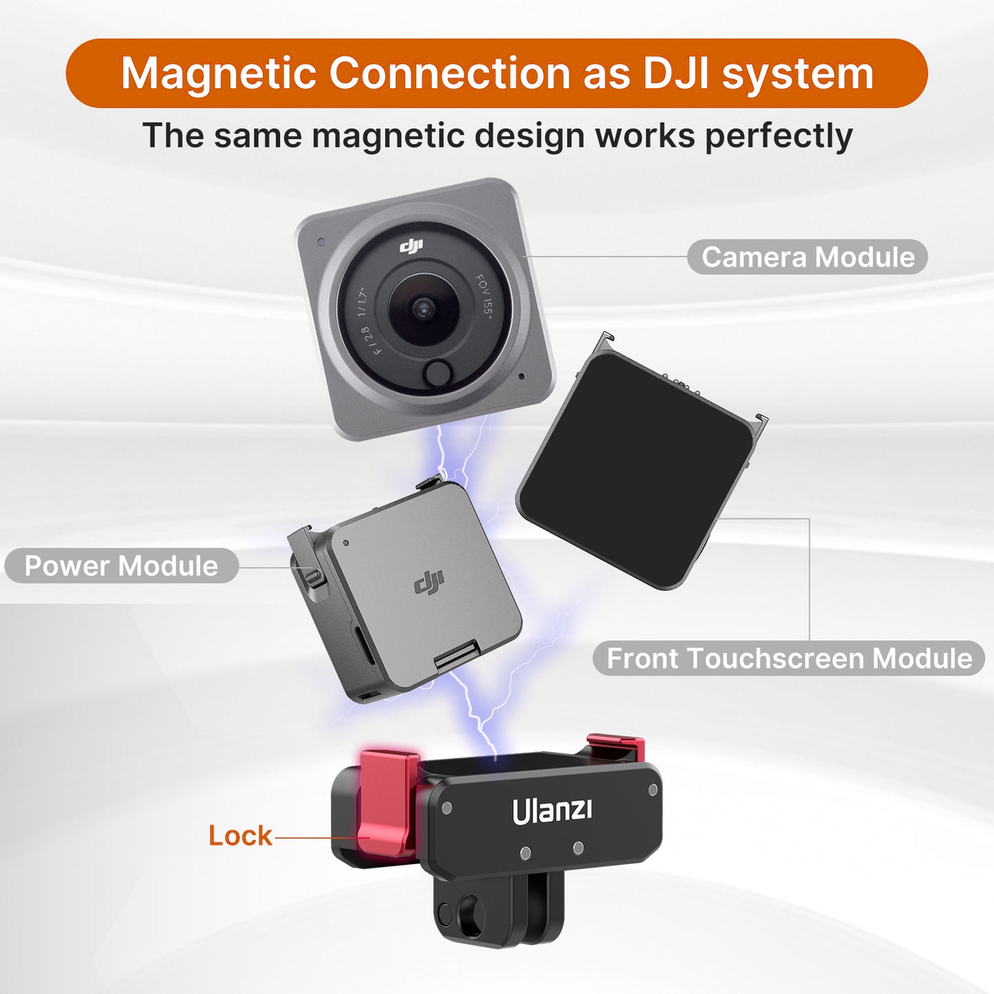 ULANZI OA-11 For DJI Action 2 Magnetic Adapter Mount Dual Interface Folding Base with 1/4&quot; Port Camera Accessories