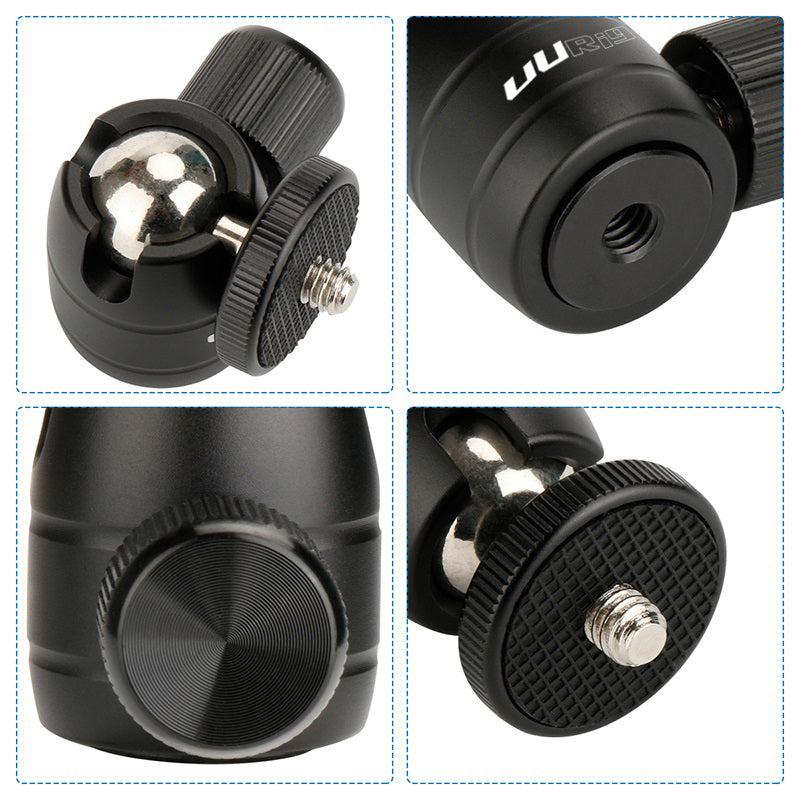 UURIG BH-02 Mini Ball Head Mount Adapter with 1/4&quot; Screw for Camera Cage Monitor 360-degree Rotating Gimbal Camera Accessories
