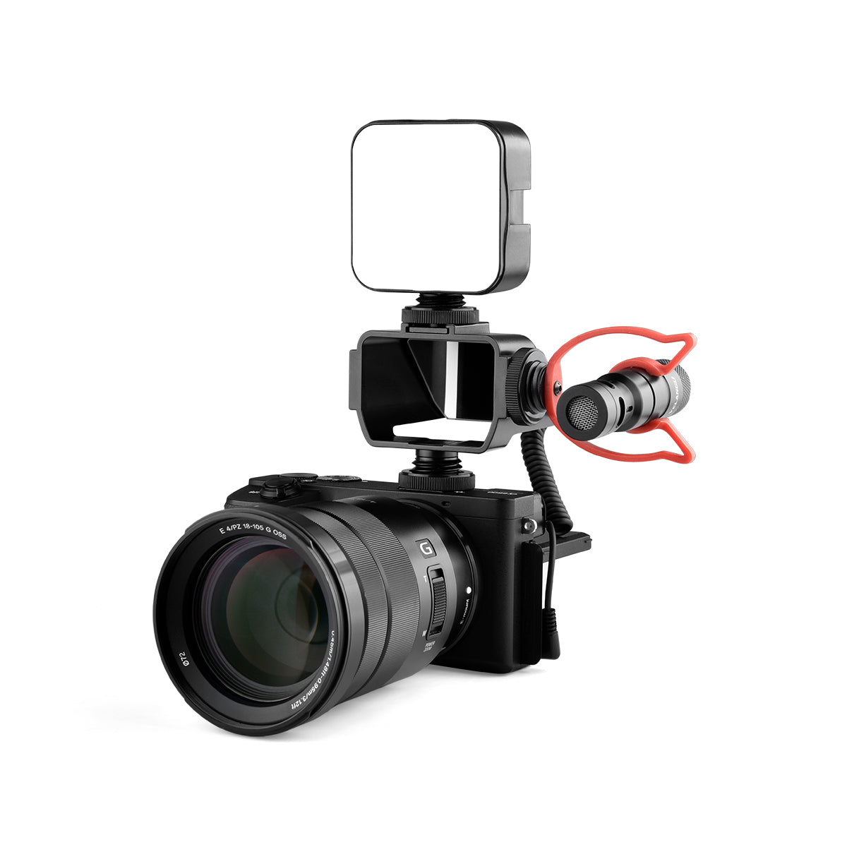 Yelangu A74 Vlog Selfie Flip Screen Cold Shoe Bracket Reverse Mirror Microphone Mount for Mirrorless Camera