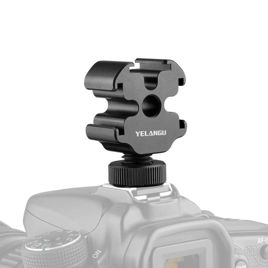 YELANGU A68 3-Side Cold Shoe Mount Adapter Camera Converter Bracket with 1/4&quot; Screw Hole for Fill Light Microphone Monitor