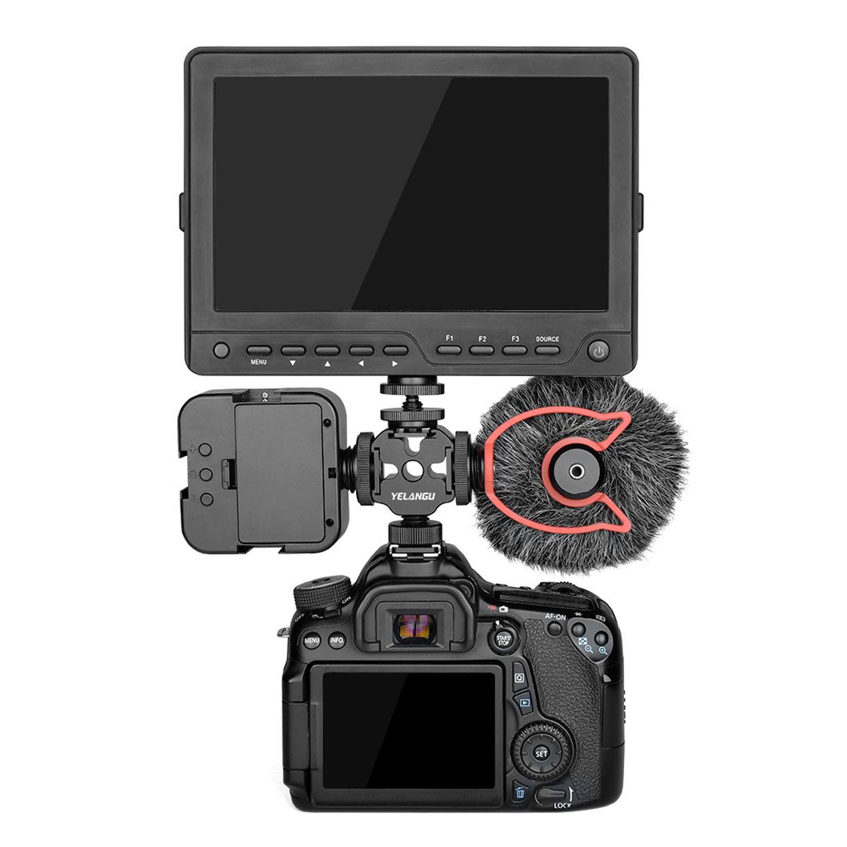 YELANGU A68 3-Side Cold Shoe Mount Adapter Camera Converter Bracket with 1/4&quot; Screw Hole for Fill Light Microphone Monitor