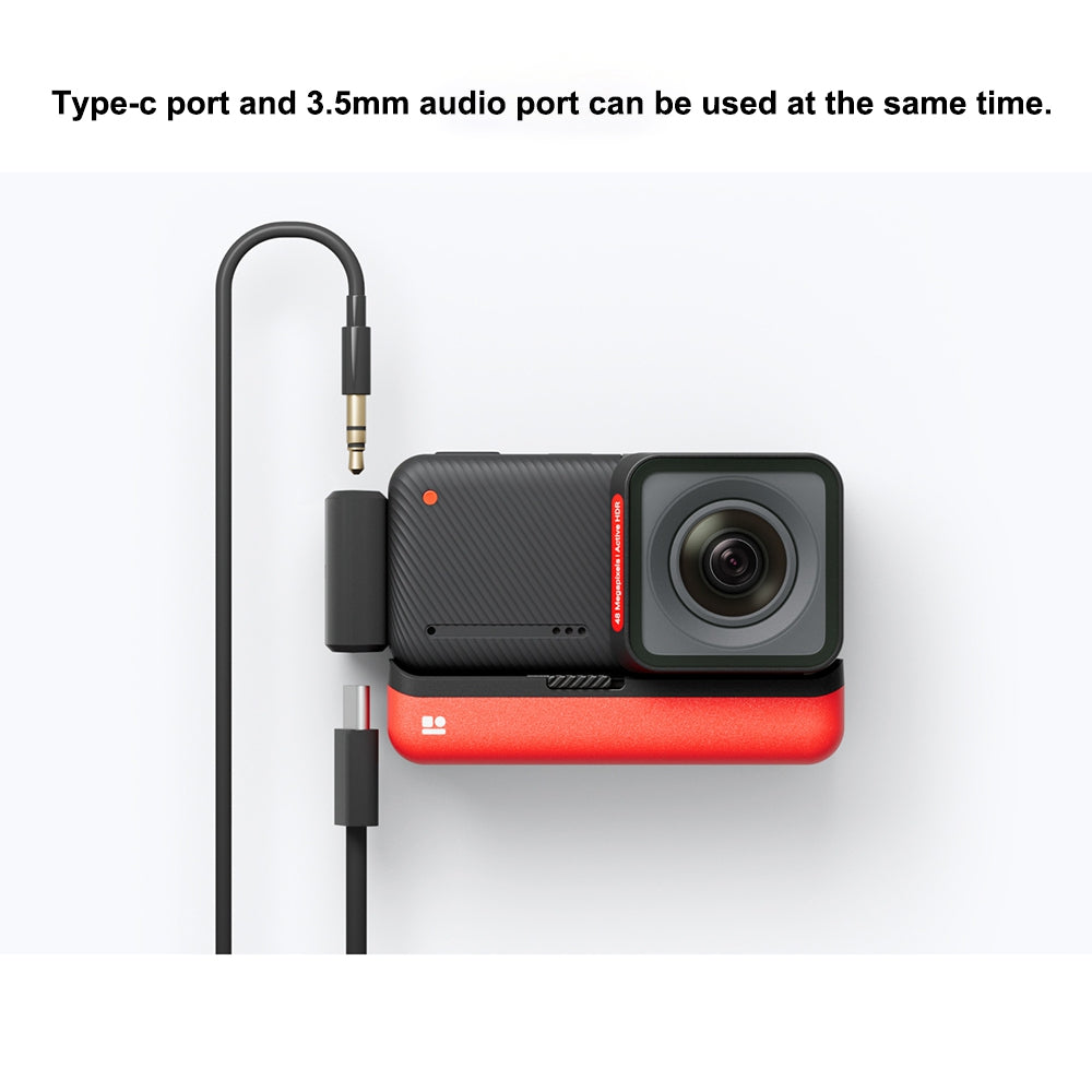 ORS-YPZJT-360 for Insta360 One RS Mic Adapter Charging/Audio Adapter 3.5mm/Type-C Input External Microphones Adapter