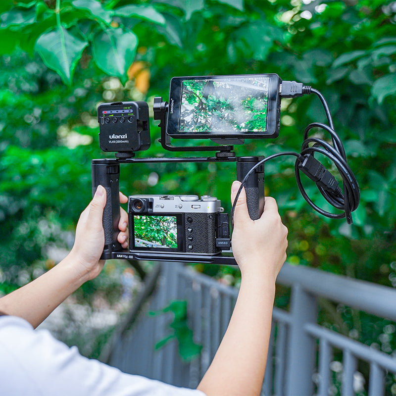 Uniqkart DH03 L-Shape Metal Handheld Frame Cage for DJI Zhiyun Feiyu Mobile Phone Stabilizer External Stand for Photography