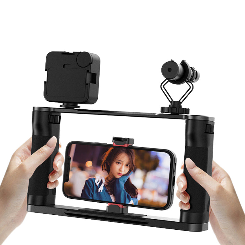 Uniqkart DH03 L-Shape Metal Handheld Frame Cage for DJI Zhiyun Feiyu Mobile Phone Stabilizer External Stand for Photography