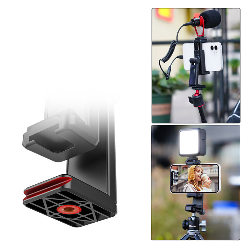 UURIG ST-22 Mobile Phone Tripod Mount Adjustable Clamp Mount Adapter with 1/4&quot; Screw and Arca for Photography Live-streaming Selfie Phone Clip Support 360-Degree Rotating