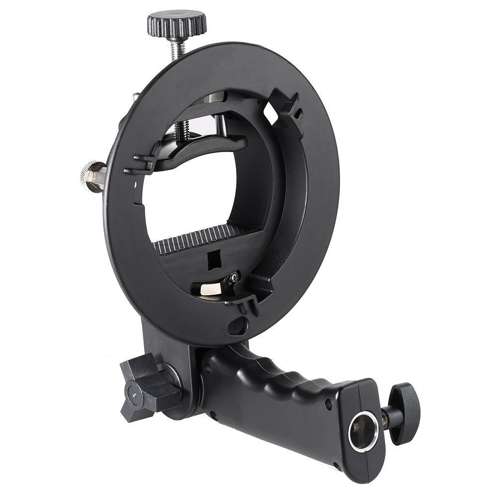V860II 360 2nd S-Shape Flash Light Bracket Handheld Grip Portable Flashlight Holder with Bowens-Mount for Photography