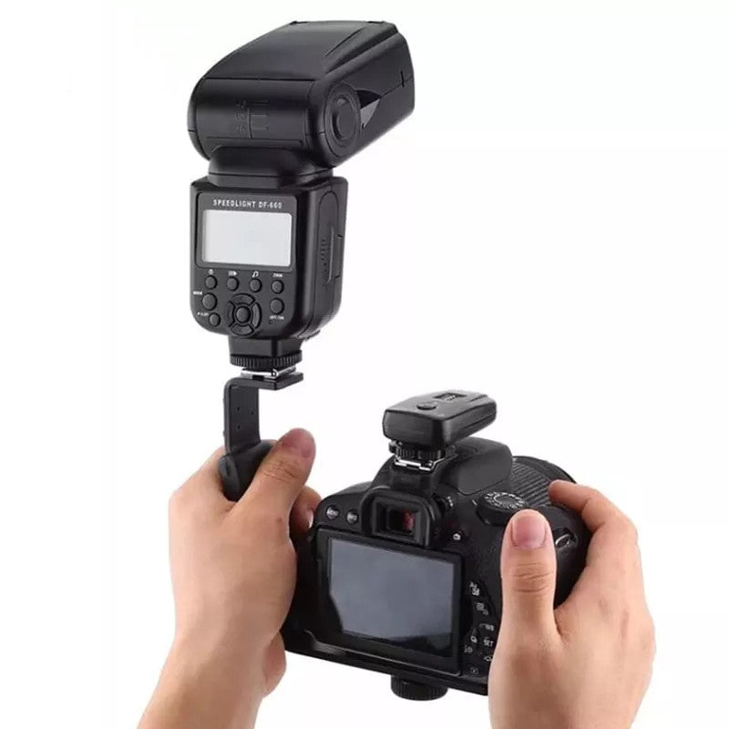 Photography Fill Light Holder Micro Camera Frame Mount DV Camera Bracket L-Shape Bilateral Bracket with Cold Shoe, 1 / 4&quot; Adapter
