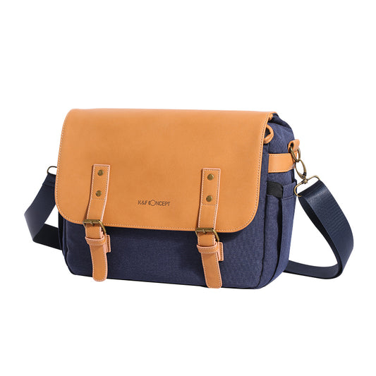 K&amp;F CONCEPT KF13.062V1 Retro Camera PU Leather Shoulder Bag DSLR SLR Digital Camera Case Splicing Style Messenger Bag