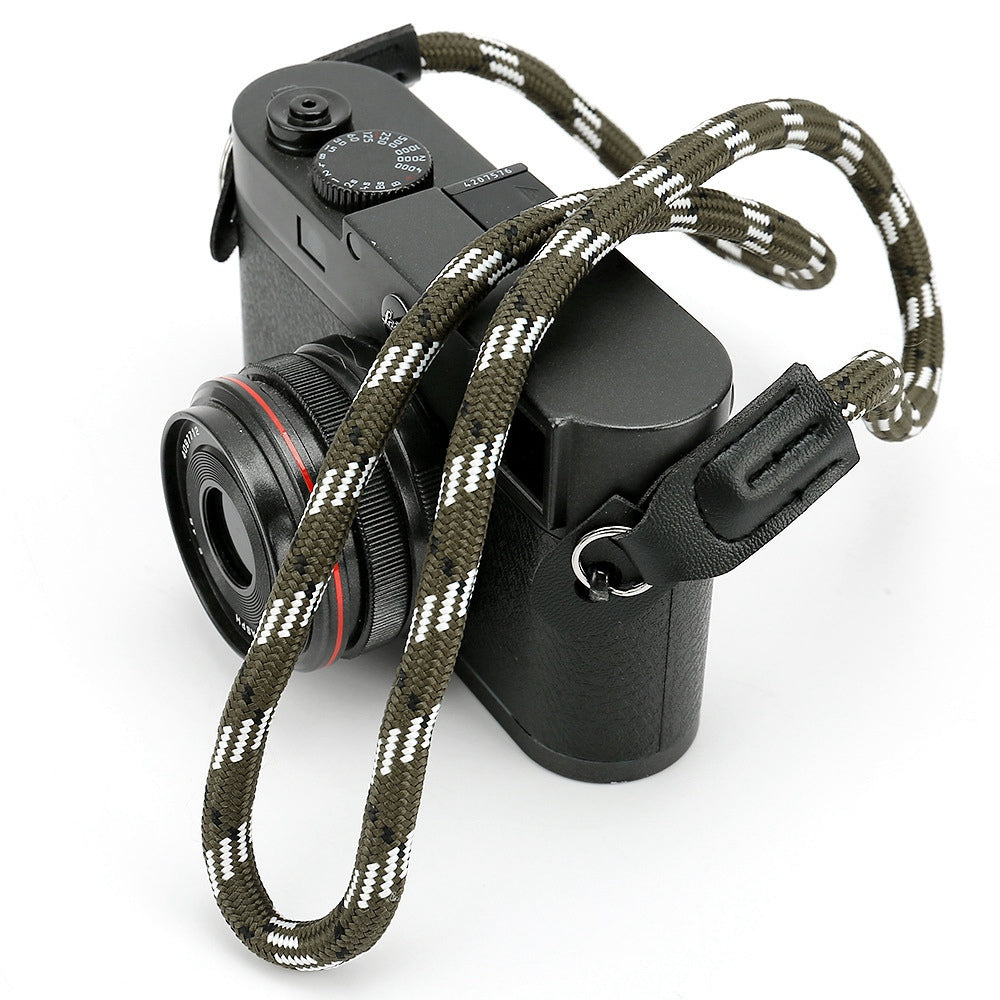 SZII Portable Camera Carrying Braided Round Rope SLR Camera Neck Shoulder Strap - Green / White