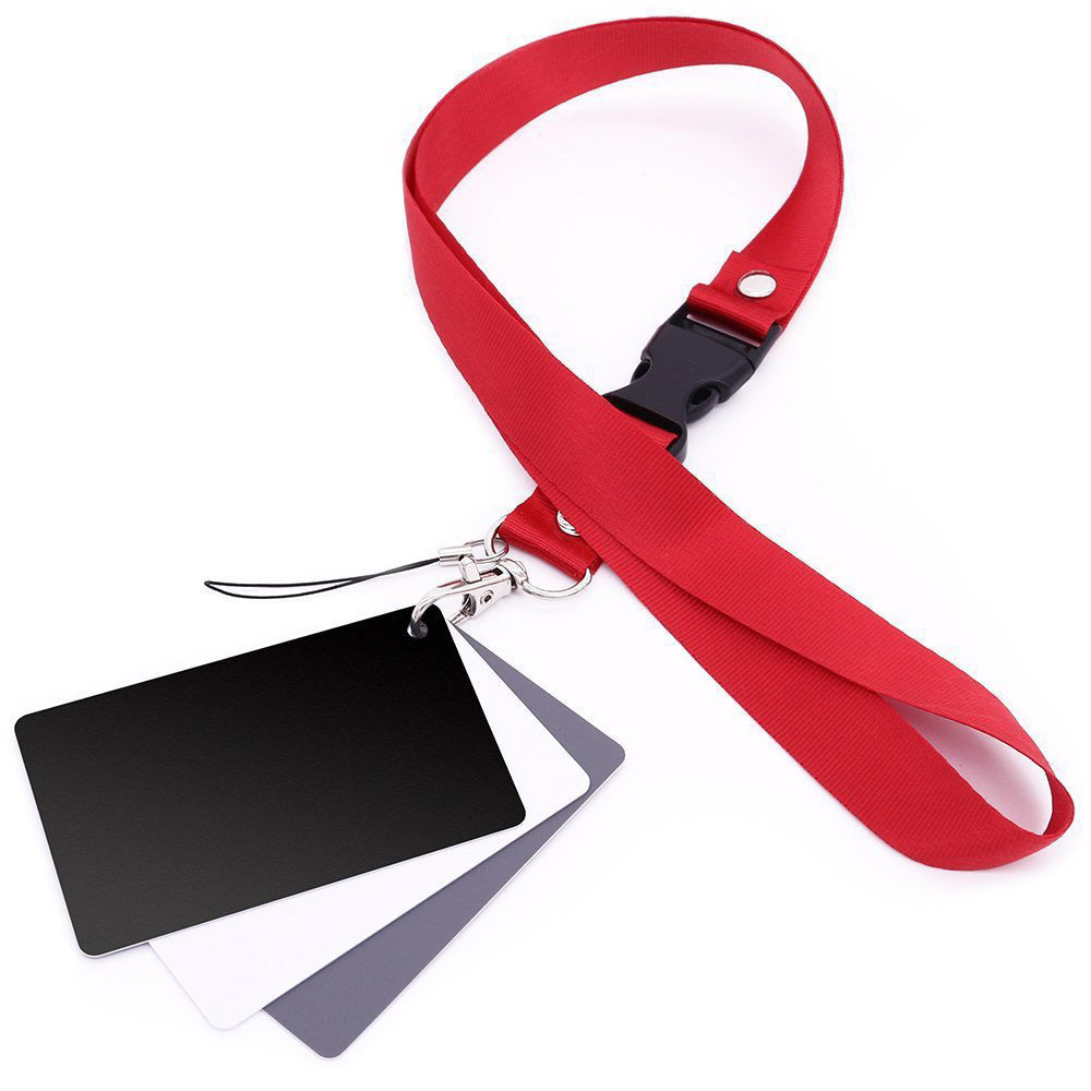 BY-239 3 in 1 White Black Grey Balance Cards 18 Degree Gray Card with Neck Strap Photography Accessories for Digital Cameras